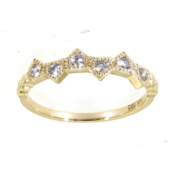 14K Yellow Gold Real Diamond Stylish Band Jewelry